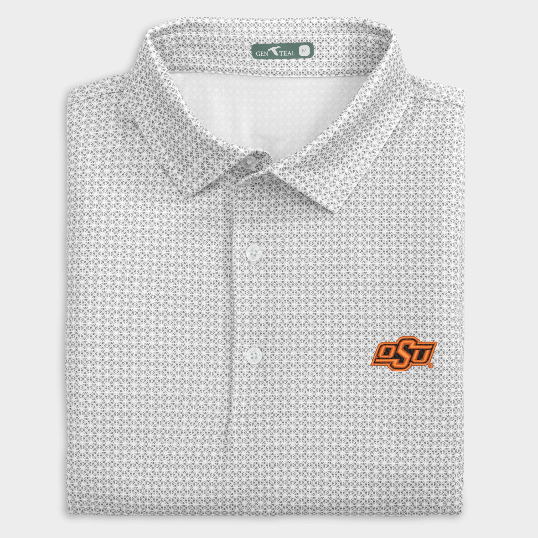 Oklahoma State Tile Printed Performance Polo Charcoal Tile XXL