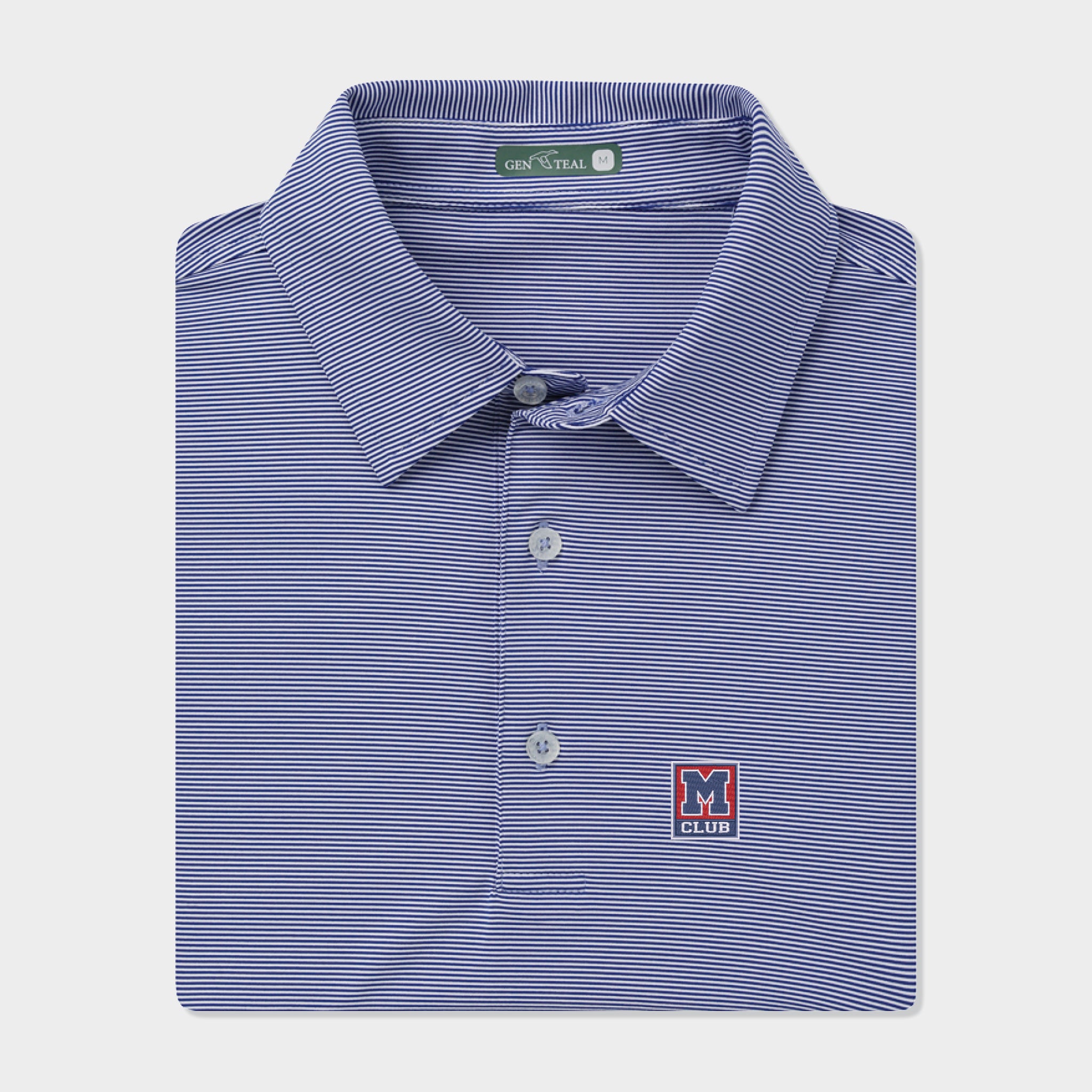 M Club Pinstripe Performance Polo-GenTeal Apparel