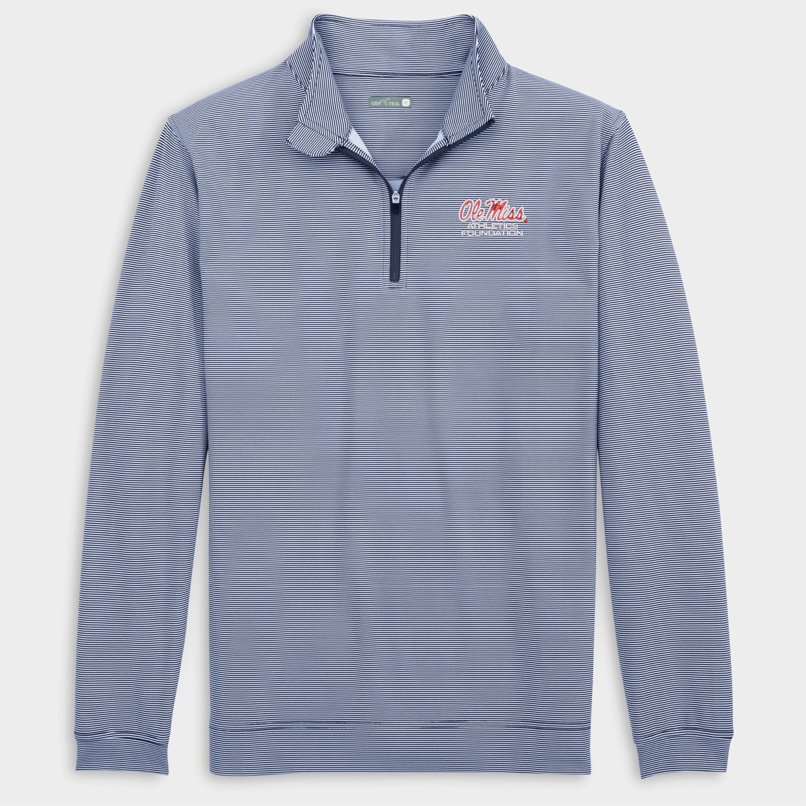 Ole Miss Athletics Foundation Pinstripe Venture Performance Quarter-Zip-GenTeal Apparel