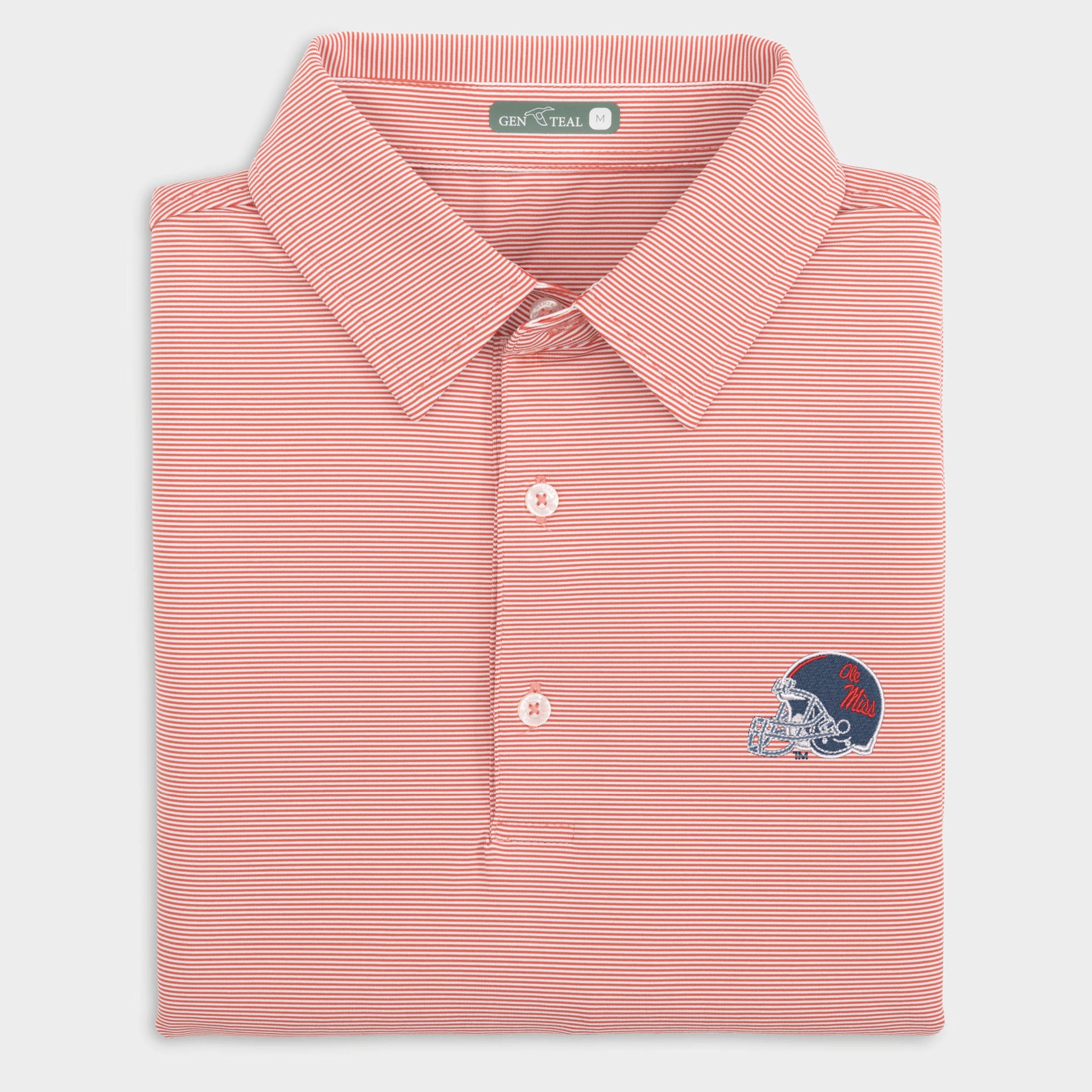 Ole Miss Helmet Pinstripe Performance Polo