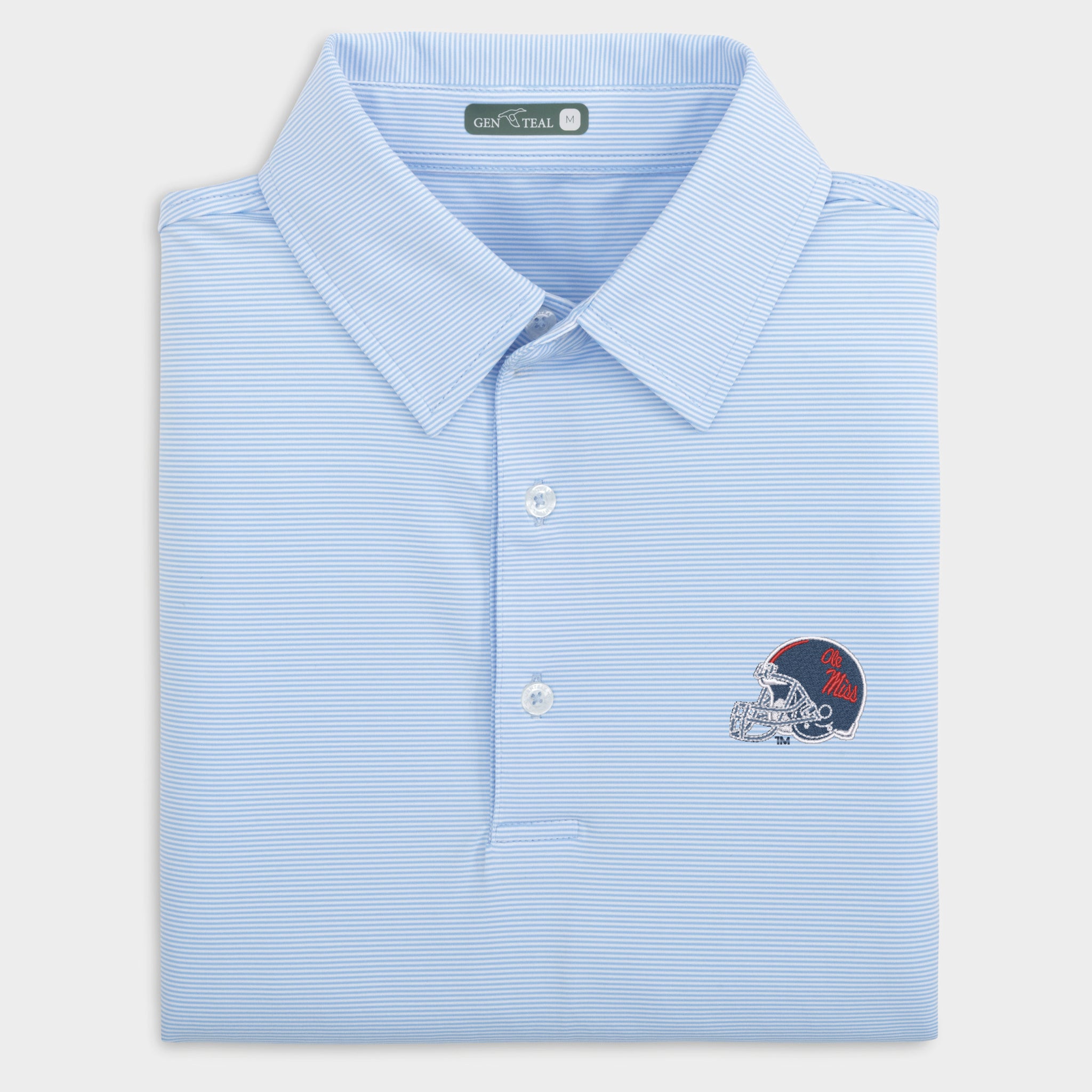 Ole Miss Helmet Pinstripe Performance Polo